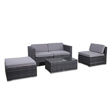 Load image into Gallery viewer, EVRE Rattan Outdoor Garden Furniture Set California Sofa Set with Coffee Table (Grey)
