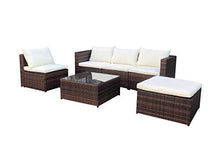 Load image into Gallery viewer, EVRE Rattan Outdoor Garden Furniture Set Miami Sofa Coffee Table, Foot Stool Rattan (Brown)
