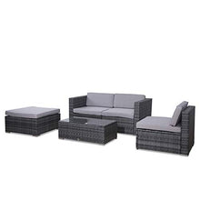 Load image into Gallery viewer, EVRE Rattan Outdoor Garden Furniture Set California Sofa Set with Coffee Table (Grey)
