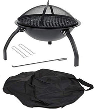 Load image into Gallery viewer, HH Home Hut Large Fire Pit Steel Folding Outdoor Garden Patio Heater Grill Camping Bowl BBQ With Poker, Grate, Grill with Free Carry Bag
