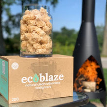 Load image into Gallery viewer, Ecoblaze Natural Firelighters, 200 Wood Wool Fire Lighters for Wood &amp; Log Burners, BBQ &amp; Pizza Oven Firestarters - Safe, Clean &amp; Odourless Wax Coated Instant Spruce Fire Starters - 200 Box
