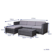 Load image into Gallery viewer, EVRE Rattan Outdoor Garden Furniture Set California Sofa Set with Coffee Table (Grey)
