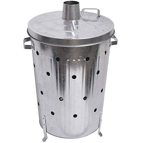 Trendi® 90 Litre 90L Extra Large Galvanised Metal Incinerator Recycle Garden Rubbish Fire Burning Bin Leaves Wood Burner