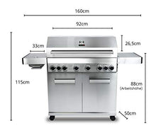 Load image into Gallery viewer, CosmoGrill Barbecue 6+2 Platinum Stainless Steel Gas Grill BBQ (Silver)
