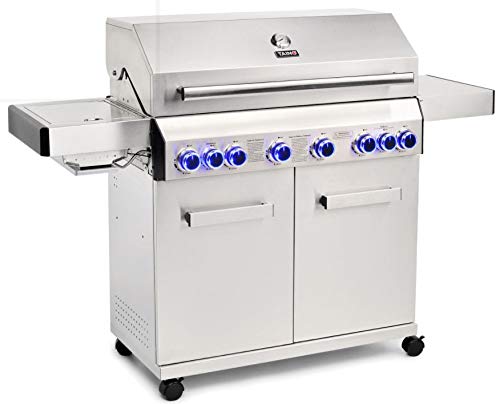 CosmoGrill Barbecue 6+2 Platinum Stainless Steel Gas Grill BBQ (Silver)