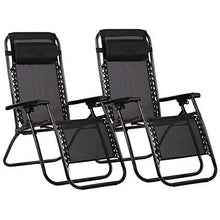 Load image into Gallery viewer, Havnyt Zero Gravity Reclining Chairs Garden Sun Loungers Black SET OF 2
