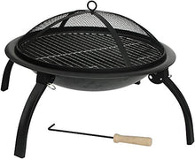 Load image into Gallery viewer, HH Home Hut Large Fire Pit Steel Folding Outdoor Garden Patio Heater Grill Camping Bowl BBQ With Poker, Grate, Grill with Free Carry Bag
