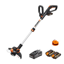 Load image into Gallery viewer, WORX 20V Cordless Grass Trimmer WG163E.3 with Fast Charger, 2 x 2,0Ah Batteries, PowerShare, 2-in-1 Grass Trimmer/Edger, 90° Head pivots, Command Feed System
