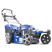 Load image into Gallery viewer, Hyundai Self Propelled ZERO-TURN 360 degree 51cm Cut Petrol Lawnmower, Electric Start, 196cc Petrol Lawn Mower - Includes 600ml Engine Oil, HYM510SPEZ, Blue
