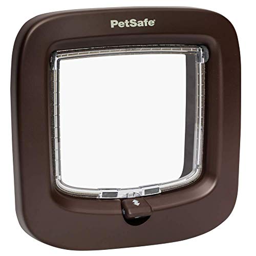 PetSafe Manual-Locking Cat Flap with Easy Install, Brown, 4 Way Manual Lock, Exclusive Entry, For Cats Up To 7 kg, Energy Efficient