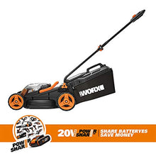 Load image into Gallery viewer, WORX 40V Cordless 34cm Lawn Mower WG779E with 2 x 2.5Ah Batteries &amp; Dual Port Charger, Cutting Height 20-70mm Powershare 30L Grass Bag Cutting Width Up to 280m²
