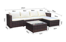 Load image into Gallery viewer, EVRE Rattan Outdoor Garden Furniture Set Miami Sofa Coffee Table, Foot Stool Rattan (Brown)
