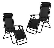 Load image into Gallery viewer, Havnyt Zero Gravity Reclining Chairs Garden Sun Loungers Black SET OF 2
