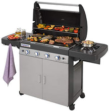 Load image into Gallery viewer, Campingaz 4 Series Classic LS Plus Gas BBQ 4 Burner Gas Barbecue Grill 12.8 KW Power Instaclean Easy Cleaning System Cast Iron Grid and Griddle with Side Burner, Black/Grey, 160 x 59.8 x 115.6 cm
