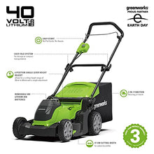 Load image into Gallery viewer, greenworks Cordless Lawnmower G40LM41K2X (Li-Ion 40 V 41cm Cutting Width up to 600msq 2in1 Mulching &amp; Mowing 50 l Grass Bag 5-level Central Cutting Height Adjustment Incl. 2 Battery 2Ah &amp; Charger
