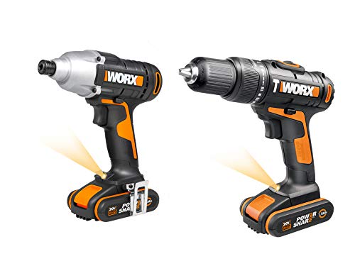 WORX WX938 18V (20V MAX) Impact Driver and Hammer Drill Twin Pack, Black