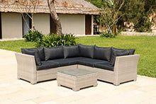 Load image into Gallery viewer, Backyard Furniture Chesterton Luxury 5 Seater Deepseating Rattan Garden Lounge Set with Cushions, Grey, 230 x 146 x 67 cm
