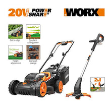 Load image into Gallery viewer, WORX WG927E Dual 20V Battery 34cm Cordless Lawn Mower &amp; 18V (20V MAX) Cordless Grass Trimmer
