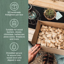 Load image into Gallery viewer, Ecoblaze Natural Firelighters, 200 Wood Wool Fire Lighters for Wood &amp; Log Burners, BBQ &amp; Pizza Oven Firestarters - Safe, Clean &amp; Odourless Wax Coated Instant Spruce Fire Starters - 200 Box
