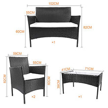 Load image into Gallery viewer, bigzzia Rattan Garden Furniture Set, 4 piece Patio Rattan furniture sofa Weaving Wicker includes 2 Armchairs,1 Double seat Sofa and 1 table
