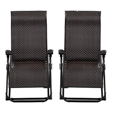 Load image into Gallery viewer, Outsunny Set of 2 Rattan Sun Lounger Zero Gravity Patio Rattan Deck Chairs Folding Recliner Indoor Outdoor Back Adjustable Chair Brown
