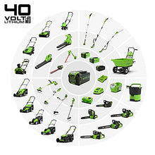 Load image into Gallery viewer, greenworks Cordless Lawnmower G40LM41K2X (Li-Ion 40 V 41cm Cutting Width up to 600msq 2in1 Mulching &amp; Mowing 50 l Grass Bag 5-level Central Cutting Height Adjustment Incl. 2 Battery 2Ah &amp; Charger
