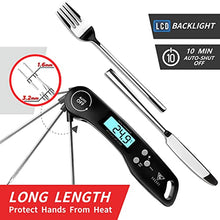 Load image into Gallery viewer, Meat Thermometer, DOQAUS Instant Read Cooking Thermometer, Digital Food Thermometer, Backlight LCD Screen Foldable Long Probe &amp; Auto On/Off, Perfect for Kitchen Cooking, BBQ, Water,Meat, Milk (Black)
