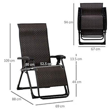 Load image into Gallery viewer, Outsunny Set of 2 Rattan Sun Lounger Zero Gravity Patio Rattan Deck Chairs Folding Recliner Indoor Outdoor Back Adjustable Chair Brown
