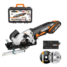 Load image into Gallery viewer, WORX 20V Cordless Circular Saw WX527.1, PowerShare, 2.0Ah, Parallel Guide, TCT 24T Blade, Blade 85mm, Maximum Cutting Capacity 27mm, 1H Quick Charger
