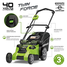 Load image into Gallery viewer, Greenworks battery-powered lawnmower double blade G40LM49DB (Li-Ion 40V 49cm cutting width up to 400m² 2in1 mulching &amp; mowing, 5-fold central cutting height adjustment without battery &amp; charger)
