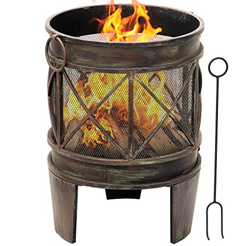 Amagabeli Outdoor Fire Pit for Garden 23Inch Fire Bowl with Spark Screen and Poker Extra Large Deep Rustproof Fire Brazier Wood Burning Fire Basket Portable