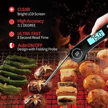 Load image into Gallery viewer, Meat Thermometer, DOQAUS Instant Read Cooking Thermometer, Digital Food Thermometer, Backlight LCD Screen Foldable Long Probe &amp; Auto On/Off, Perfect for Kitchen Cooking, BBQ, Water,Meat, Milk (Black)
