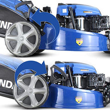 Load image into Gallery viewer, Hyundai Self Propelled ZERO-TURN 360 degree 51cm Cut Petrol Lawnmower, Electric Start, 196cc Petrol Lawn Mower - Includes 600ml Engine Oil, HYM510SPEZ, Blue
