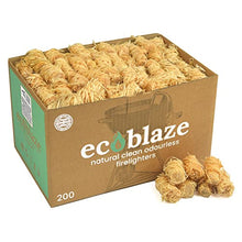 Load image into Gallery viewer, Ecoblaze Natural Firelighters, 200 Wood Wool Fire Lighters for Wood &amp; Log Burners, BBQ &amp; Pizza Oven Firestarters - Safe, Clean &amp; Odourless Wax Coated Instant Spruce Fire Starters - 200 Box
