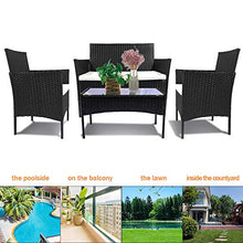 Load image into Gallery viewer, bigzzia Rattan Garden Furniture Set, 4 piece Patio Rattan furniture sofa Weaving Wicker includes 2 Armchairs,1 Double seat Sofa and 1 table
