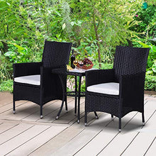 Load image into Gallery viewer, Outsunny Garden Outdoor Rattan Furniture Bistro Set 3 PCs Patio Weave Companion Chair Table Set Conservatory (Black)
