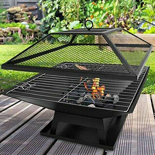 Bargains-galore Square Fire Pit Bbq Grill Heater Outdoor Garden Firepit Brazier Patio Outside