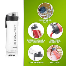 Load image into Gallery viewer, Breville Blend Active Bottle (600ml) | Clear Smoothie Bottle | Leak Proof | Grey Lid [VBL247]
